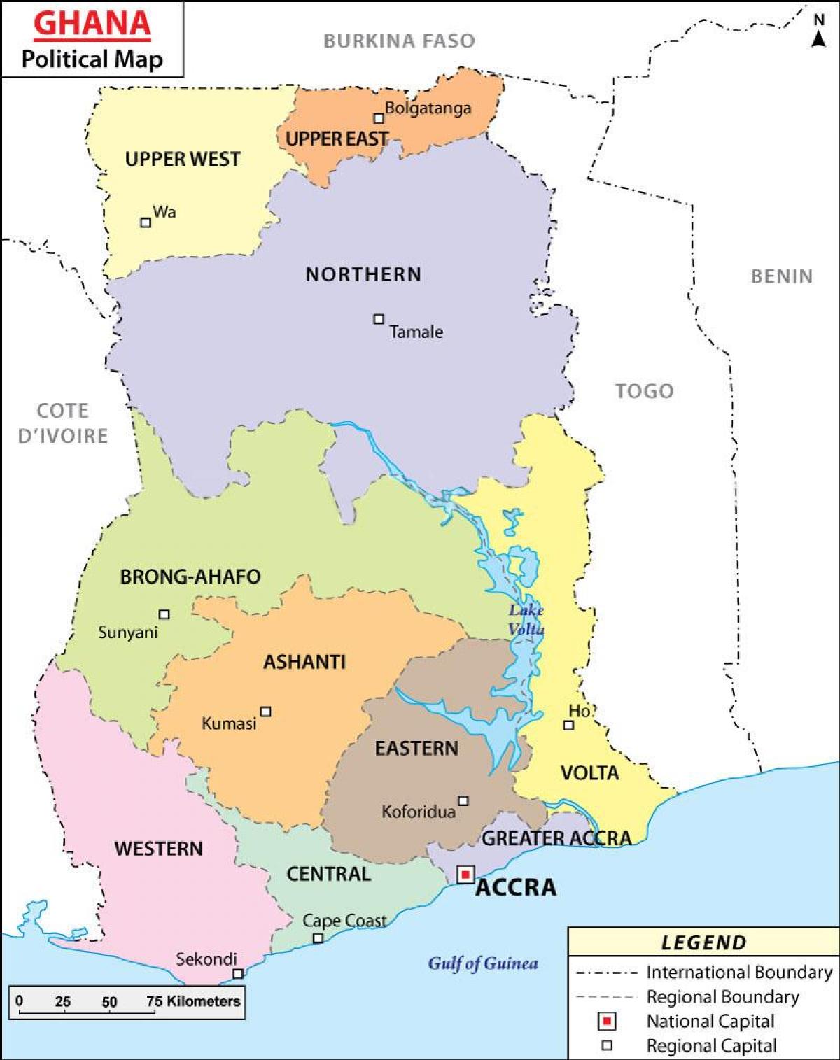 Карта політичних Гана